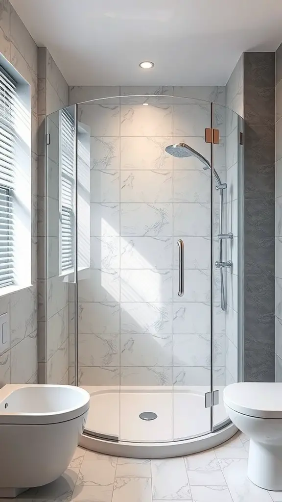 21+ Timeless Bathroom Ideas You’ll Love 13 Modern shower design with glass enclosure and marble tiles