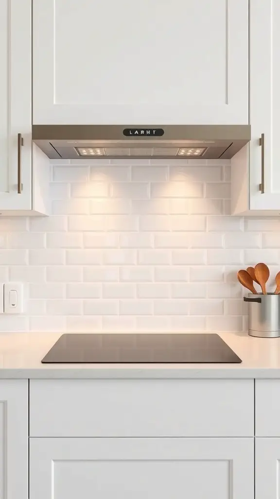 29+ Creative Wall Tile Accent Strip Ideas for Stunning Interiors 4 A modern kitchen with a classic white subway tile backsplash and a sleek countertop.