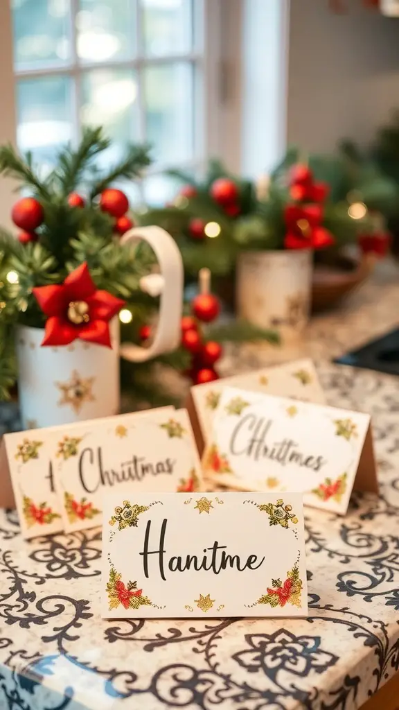 Personalized name tags for Christmas countertop decor