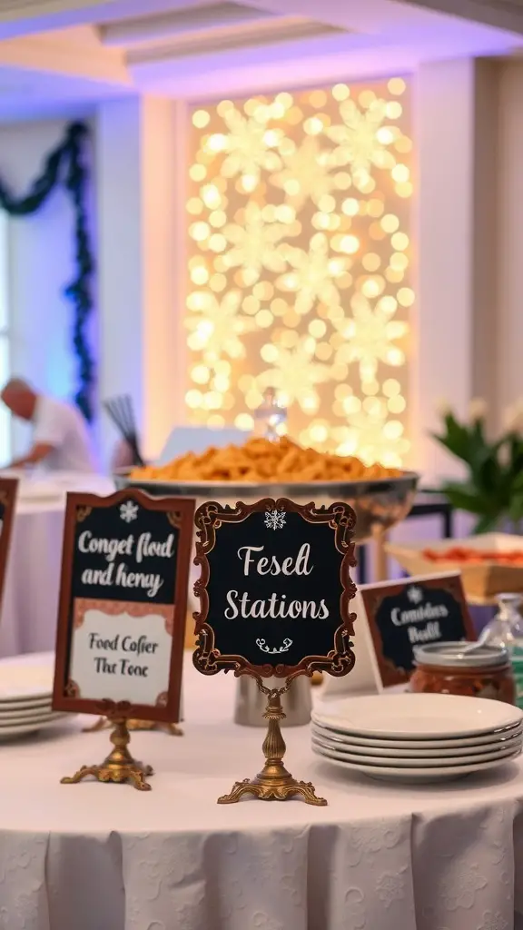 27+ Stunning Christmas Buffet Table Decor Ideas 2 A Christmas buffet table with themed signage and food stations.