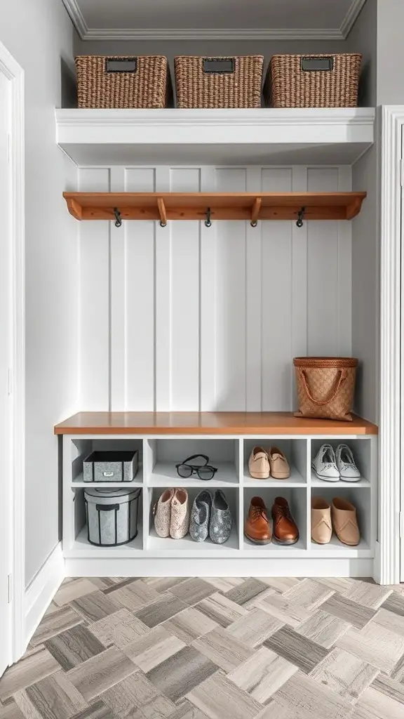 29+ Creative Mudroom Storage Ideas for a Clutter-Free Entrance 15 Mudroom storage with under-bench cubbies and wall hooks