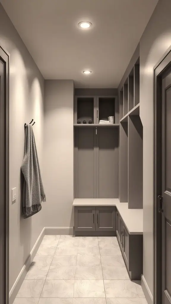 25+ Stylish Mudroom Lighting Ideas to Illuminate Your Space 2 A modern mudroom featuring recessed lighting and clean lines.