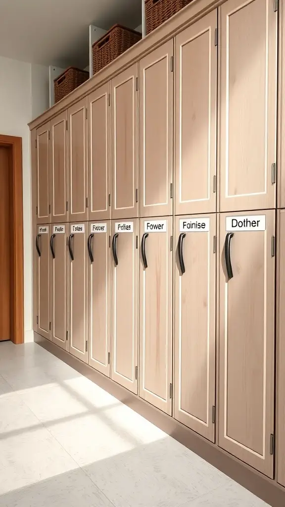 Personalized mudroom lockers with name tags