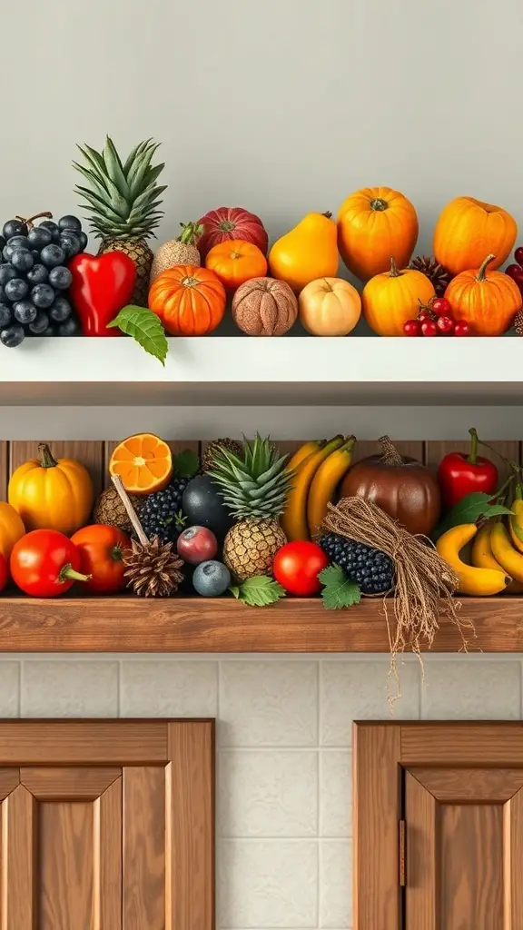 29+ Creative Christmas Decor Ideas for Above Kitchen Cabinets 11 Colorful fruit and spice arrangement above kitchen cabinets