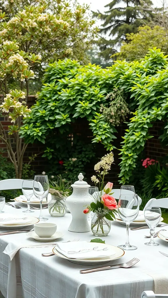 27+ Enchanting for a Garden Wedding Ideas Celebration 7 Elegant garden wedding table setting with floral accents and white tableware