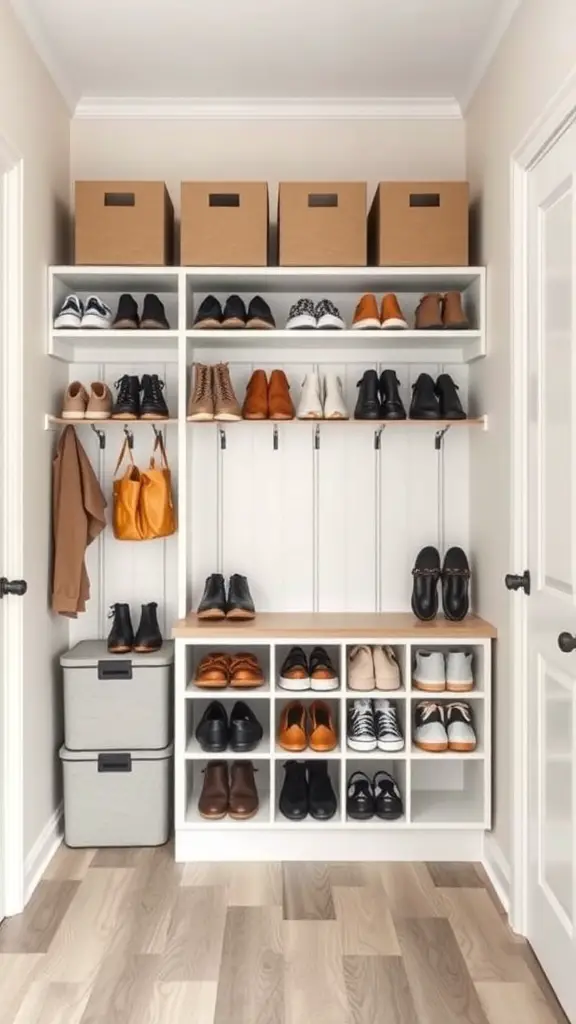 27+ Stylish IKEA Mudroom Ideas for a Functional Space 9 Organized mudroom shoe storage with shelves and boxes