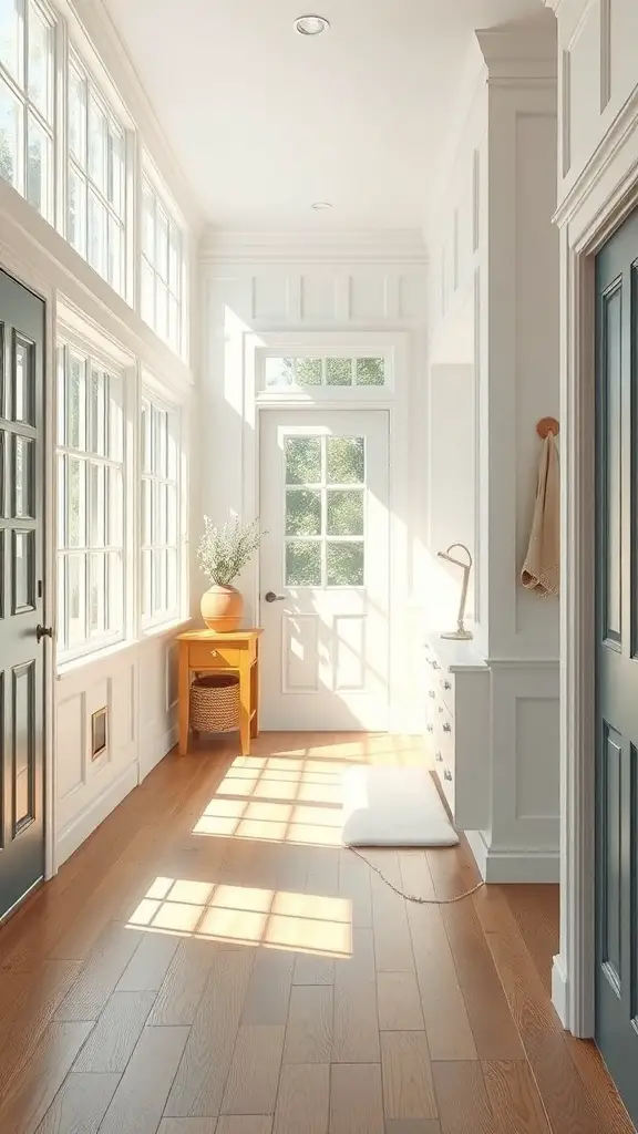 25+ Stylish Mudroom Lighting Ideas to Illuminate Your Space 9 Bright mudroom with large windows allowing natural light to fill the space