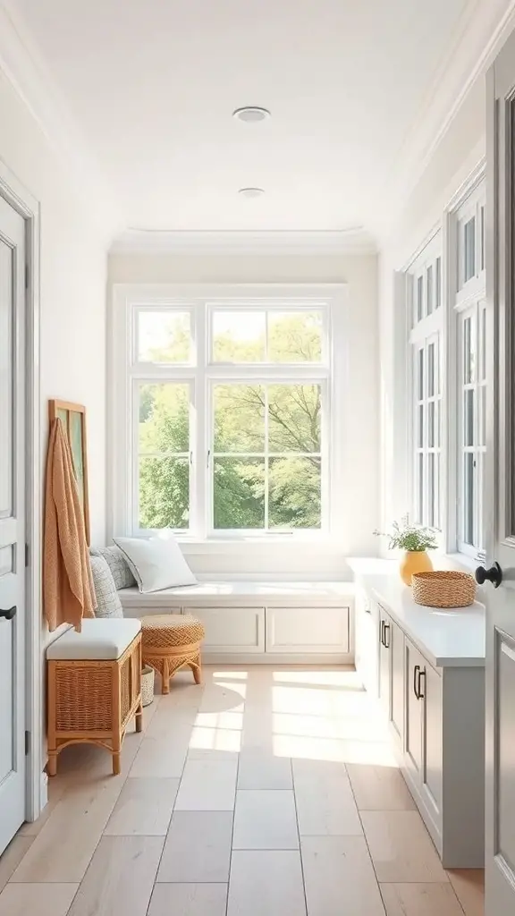 29+ Creative DIY Garage Mudroom Ideas You’ll Love 4 Bright garage mudroom with large windows and natural light