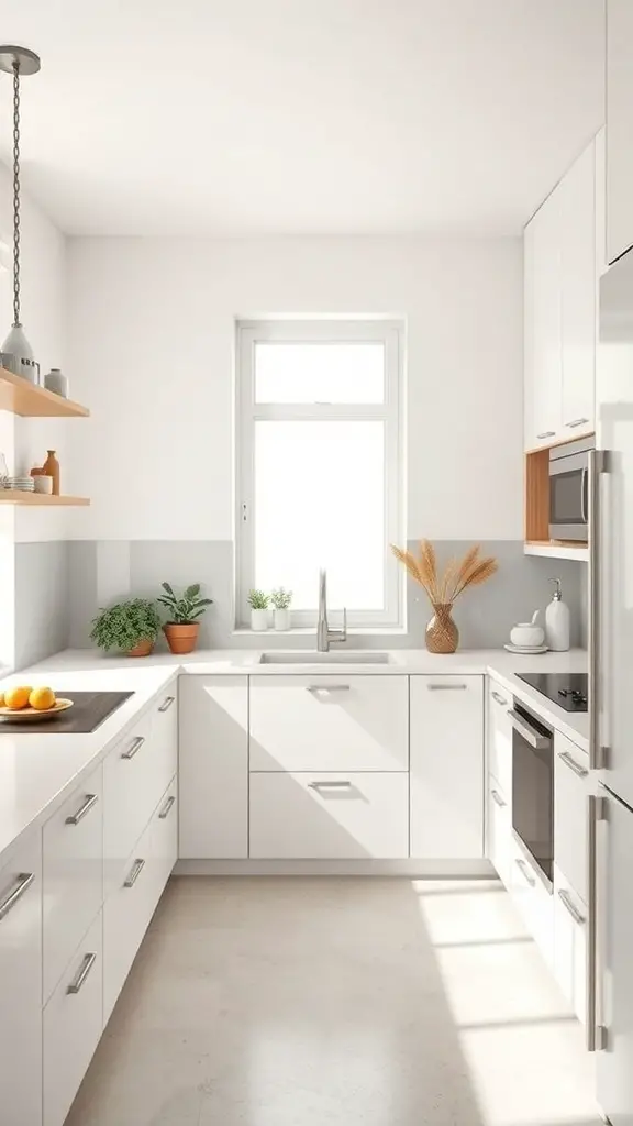 25+ Stunning Painted Kitchen Cabinet Ideas to Transform Your Space 10 Modern kitchen with white cabinets, open shelving, and natural decor