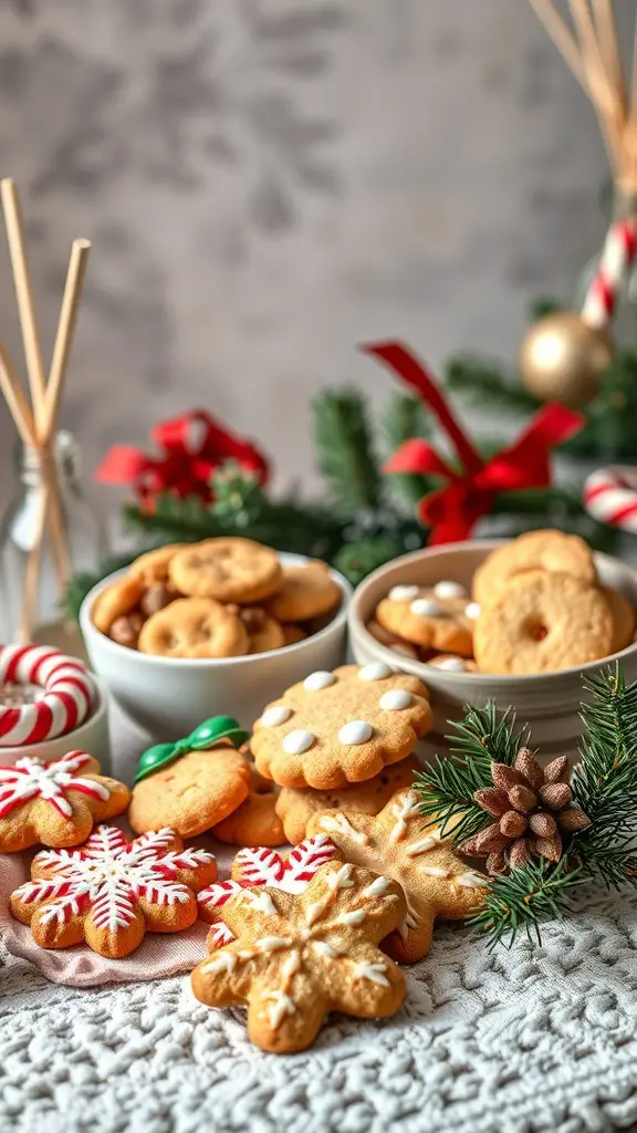 27+ Creative Dollar Tree Gifts for Your Coworkers 10 A variety of decorated holiday cookies on a table with festive decorations.