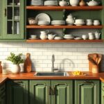 27+ Stunning Green Rustic Kitchen Cabinets for a Charming Makeover 39 27+ Stunning Green Rustic Kitchen Cabinets for a Charming Makeover 9