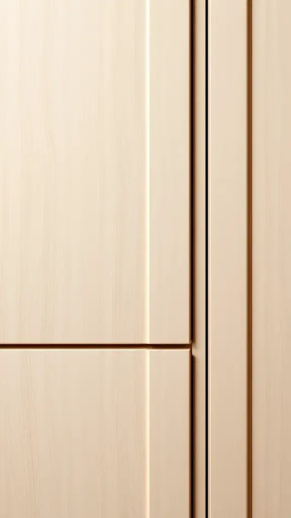 Close-up of beige cabinets with a smooth finish and subtle wood grain texture.