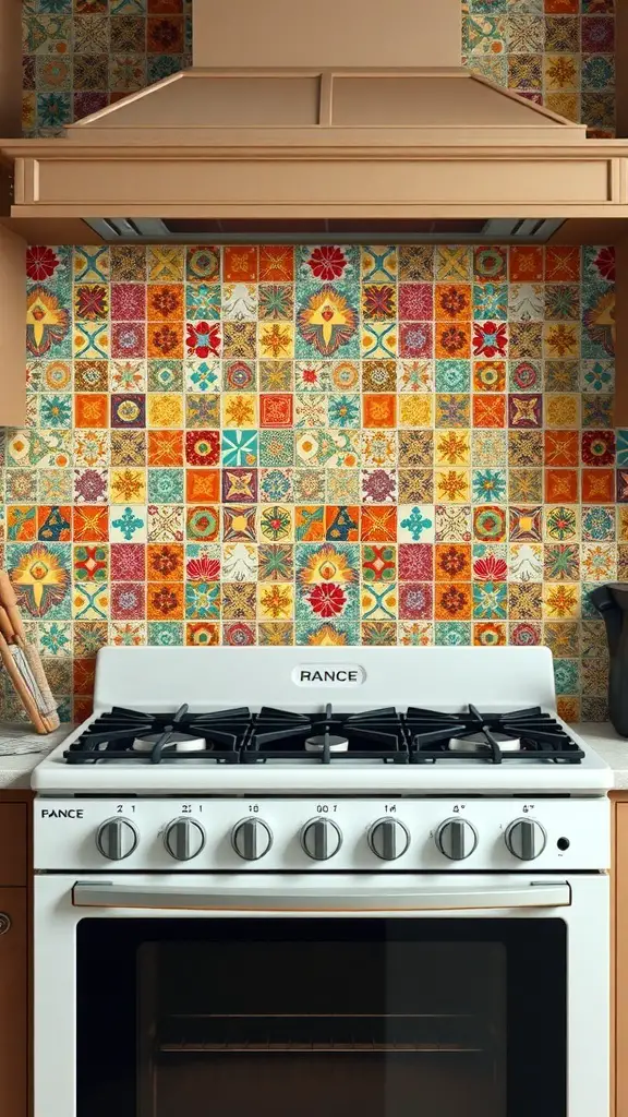 27+ Inspiring Stove Backsplash Ideas You’ll Love 3 Colorful mosaic tile backsplash in a kitchen