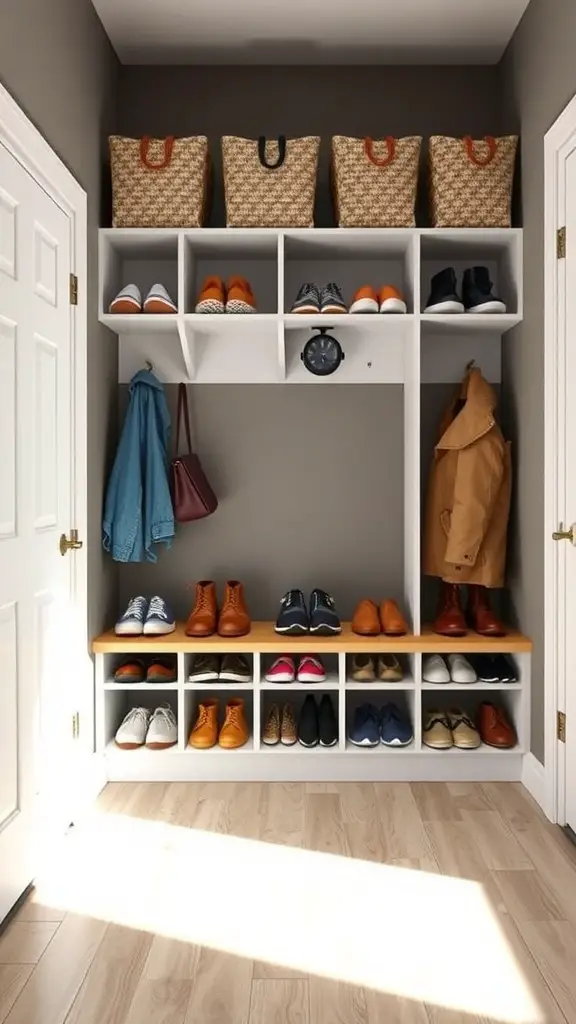 27+ Mudroom Ideas to Elevate Your Space 13 A well-organized mudroom with shoe storage and baskets