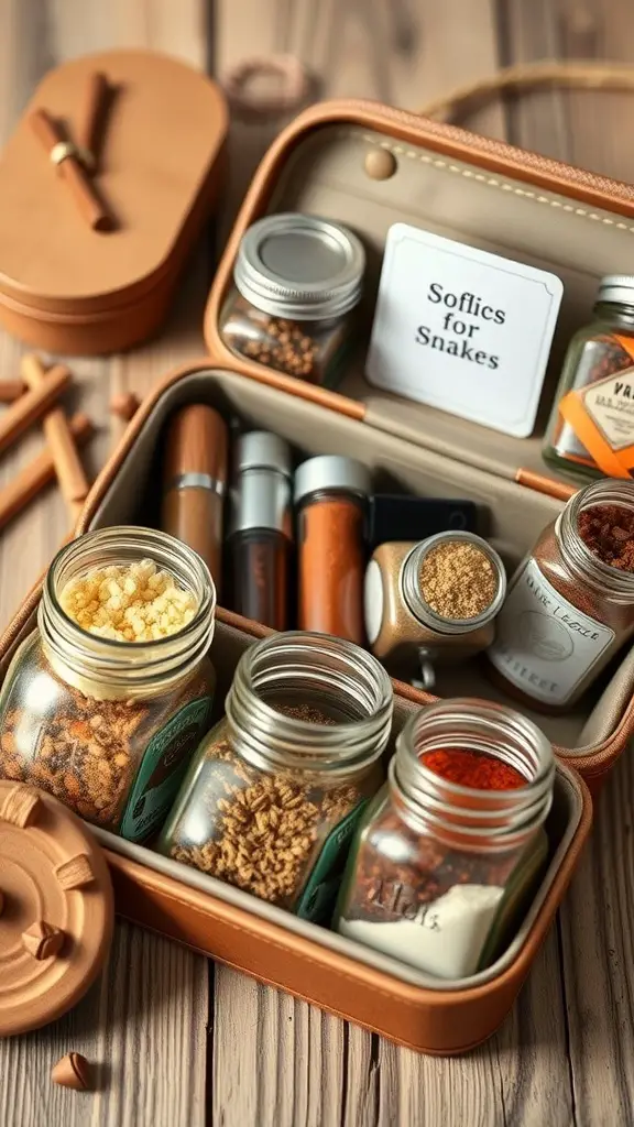 27+ Creative Mason Jar Storage Ideas for a Clutter-Free Home 15 A compact traveling spice rack featuring mason jars filled with various spices, organized in a stylish case.
