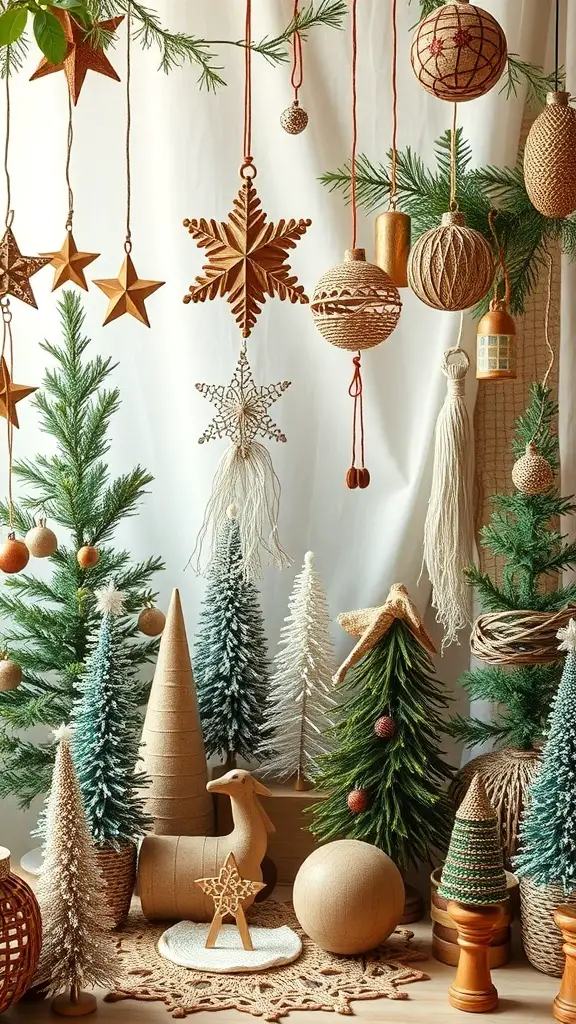Boho Christmas decor featuring natural materials and sustainable elements.