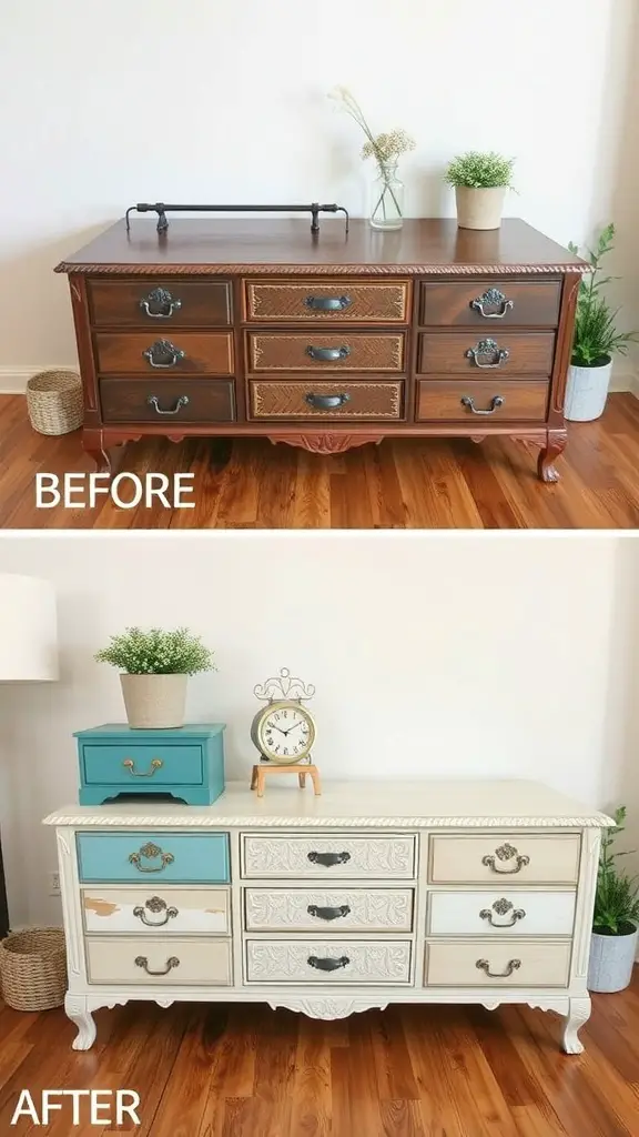 29+ Creative Dollar Tree DIY Crafts You Need to Try 16 Before and after transformation of a wooden dresser