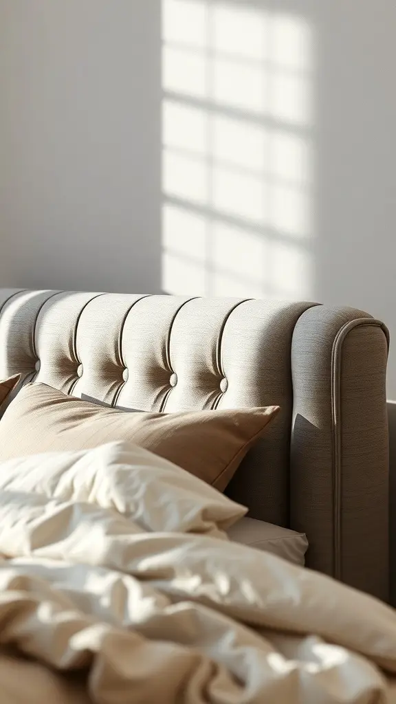 23+ Creative DIY Headboard Ideas to Transform Your Bedroom 5 A tufted upholstered fabric headboard with soft pillows and bedding