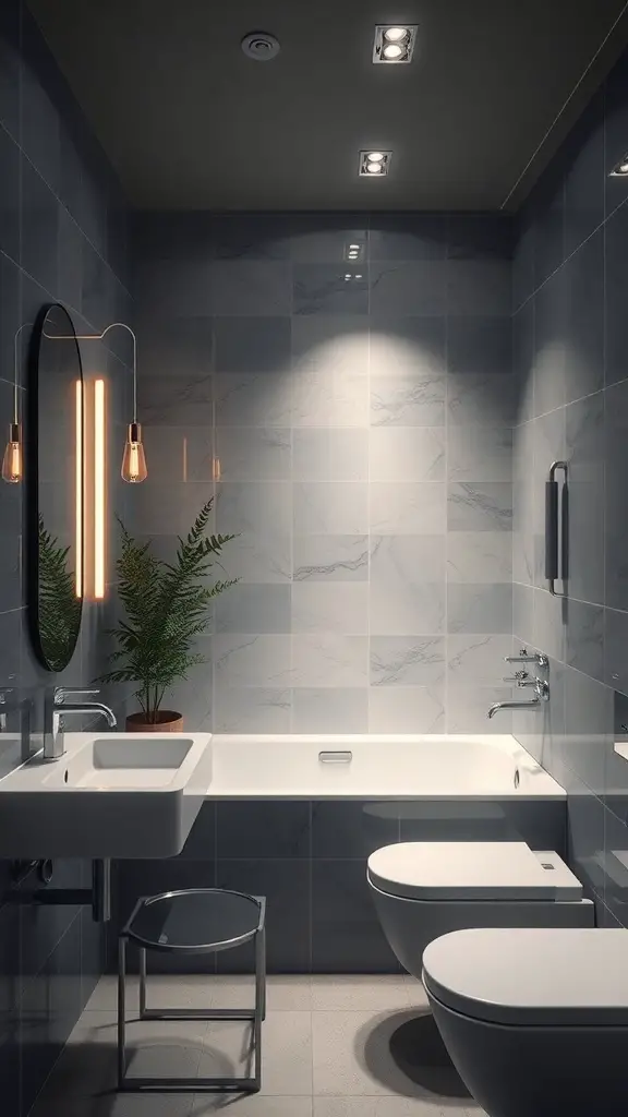 Modern bathroom with smart lighting features
