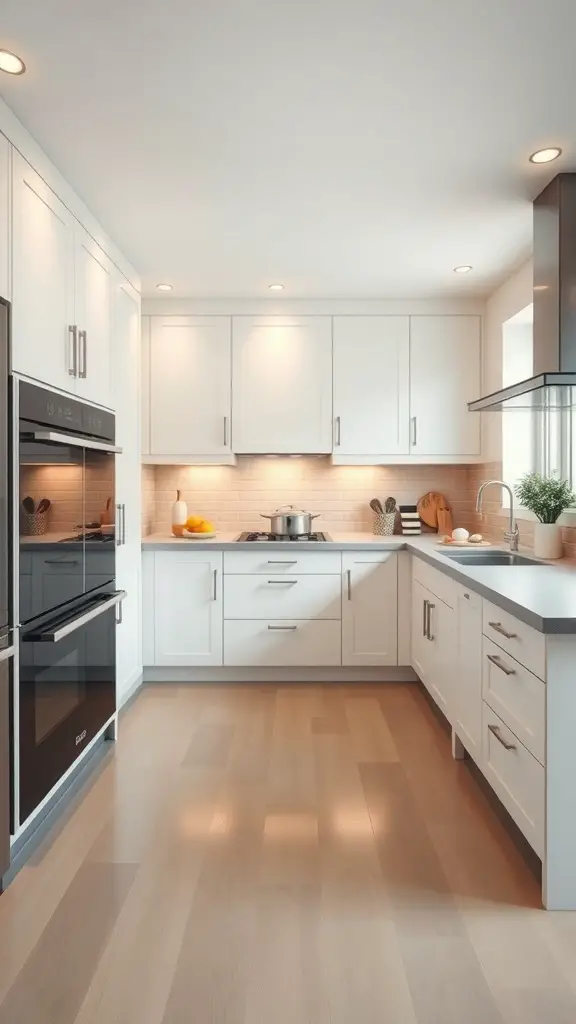 29+ Stunning Double Oven Kitchen Layout Ideas 9 Modern L-shaped kitchen with dual ovens and sleek cabinetry