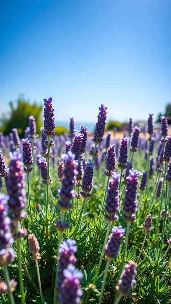 27+ Stunning Lavender Flower Varieties for Your Dream Garden 3 A field of lavender flowers under a clear blue sky