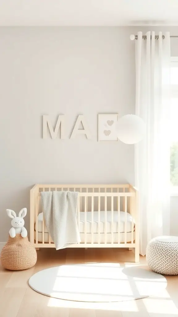 27+ Adorable Neutral Baby Room Ideas to Inspire Your Nursery Design 6 A minimalist Scandinavian baby room featuring a light wood crib, soft textiles, and natural light.