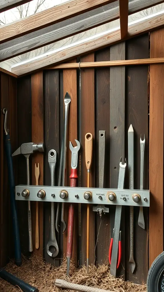 27+ Smart Small Shed Storage Ideas You Need to Try 5 Magnetic tool holder with various tools mounted on a wooden wall