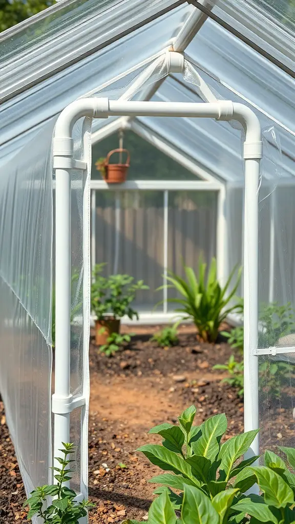23+ Creative and Affordable DIY Greenhouse Ideas to Try 2 PVC pipe greenhouse frame with plants inside