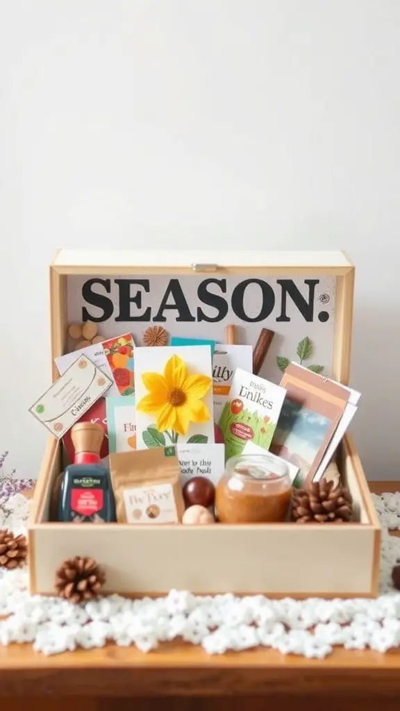 23+ Unique Memory Box Ideas s 12 A seasonal memory box filled with various items representing different seasons.