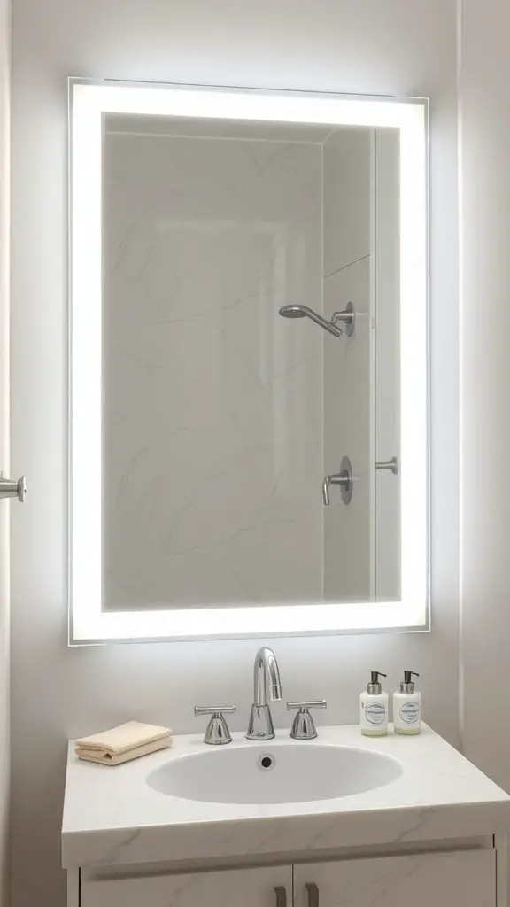 Modern bathroom mirror with integrated lighting