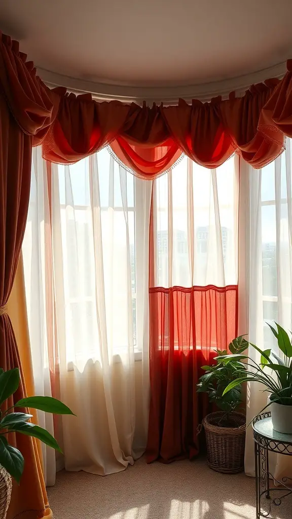29+ Stunning Sunroom Curtain Ideas to Brighten Your Space 8 Layered curtains in a sunroom with rich colors and textures