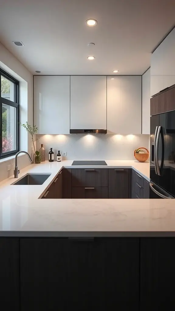 23+ Stunning U-Shaped Kitchen Layout Ideas 10 A modern U-shaped kitchen featuring smart technology and sleek design.