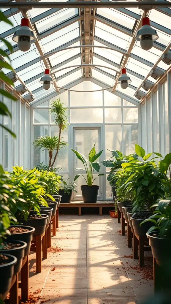 29+ Stunning Attached Greenhouse Sunroom Ideas for Your Home 4 Interior of a greenhouse sunroom with plants and bright lighting