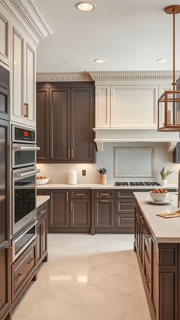 29+ Stunning Double Oven Kitchen Layout Ideas 2 Luxury kitchen featuring wall-mounted double ovens and stylish cabinetry