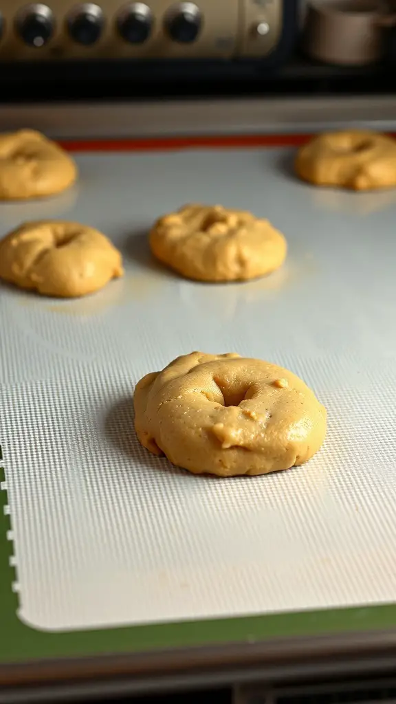 25 Unique Kitchen Gadgets You Didn't Know You Needed 2 Silicone baking mat with dough shaped into bagels, ready for baking.