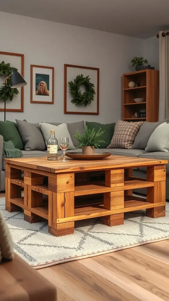 27+ Stunning DIY Coffee Table Ideas You Can Create at Home 8 A rustic wooden pallet coffee table in a cozy living room setting