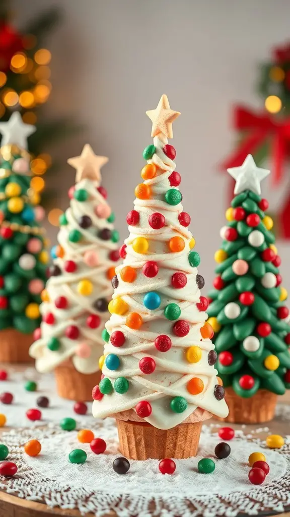 27+ Creative Winter Crafts Preschoolers Ideas 15 Decorated ice cream cone Christmas trees with colorful candies