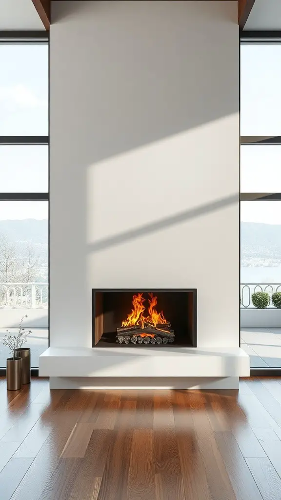 23+ Modern Fireplace Ideas to Elevate Your Home Decor 10 A modern glass-enclosed fireplace in a minimalist living space