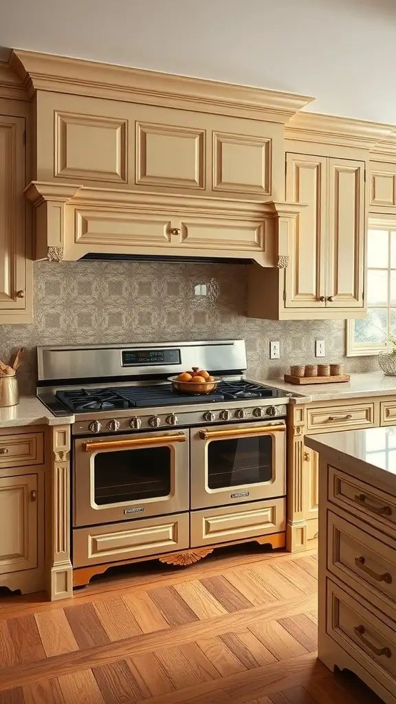 29+ Stunning Double Oven Kitchen Layout Ideas 16 Traditional kitchen featuring classic double ovens and elegant cabinetry.