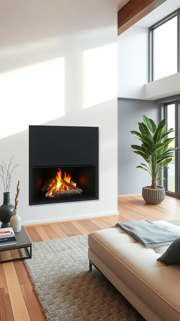 23+ Modern Fireplace Ideas to Elevate Your Home Decor 15 A modern integrated fireplace in a stylish living room setting.