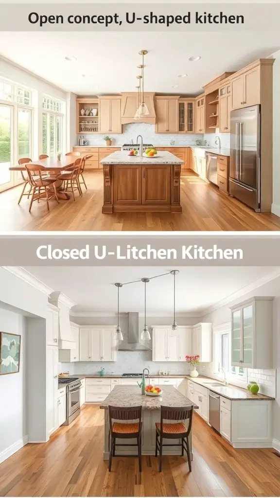23+ Stunning U-Shaped Kitchen Layout Ideas 9 Comparison of open and closed U-shaped kitchen designs