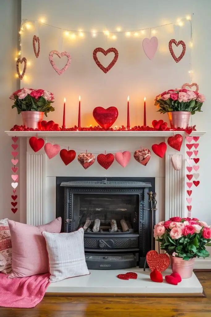 23+ Romantic Fireplace Decor Ideas for Valentine's Day 2
