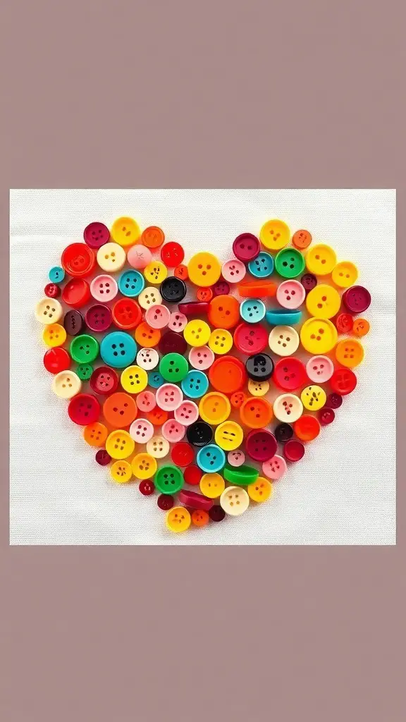 Colorful buttons arranged in the shape of a heart