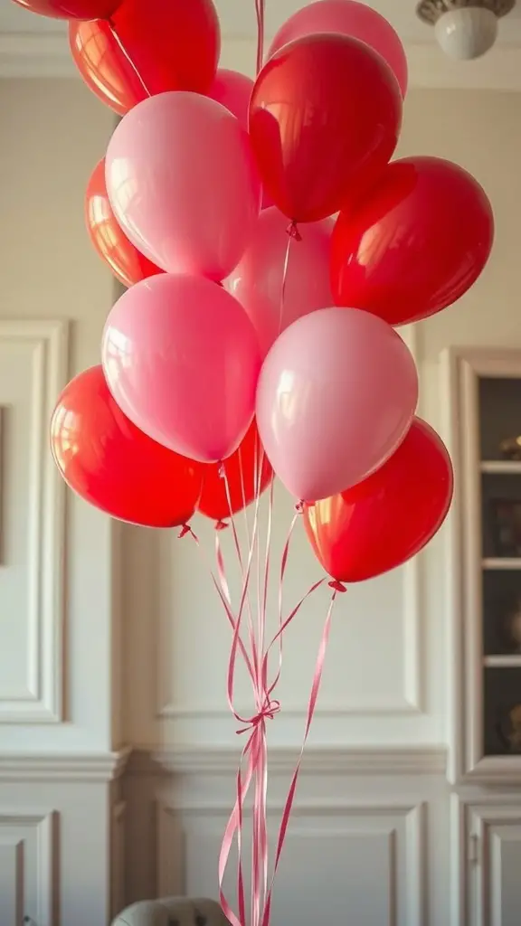 29+ Charming Vintage Valentine Decorations for Your Home 3 A cluster of red and pink balloons tied together with ribbons
