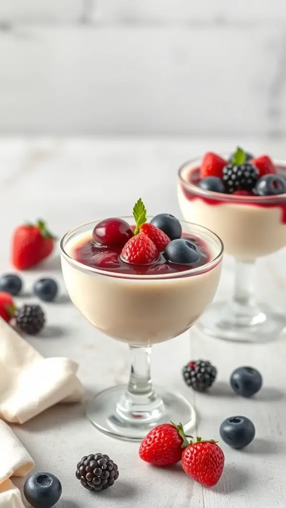 45+ Delightful Easter Desserts You Must Try This Year 15 Vanilla bean panna cotta topped with mixed berries in elegant glass cups