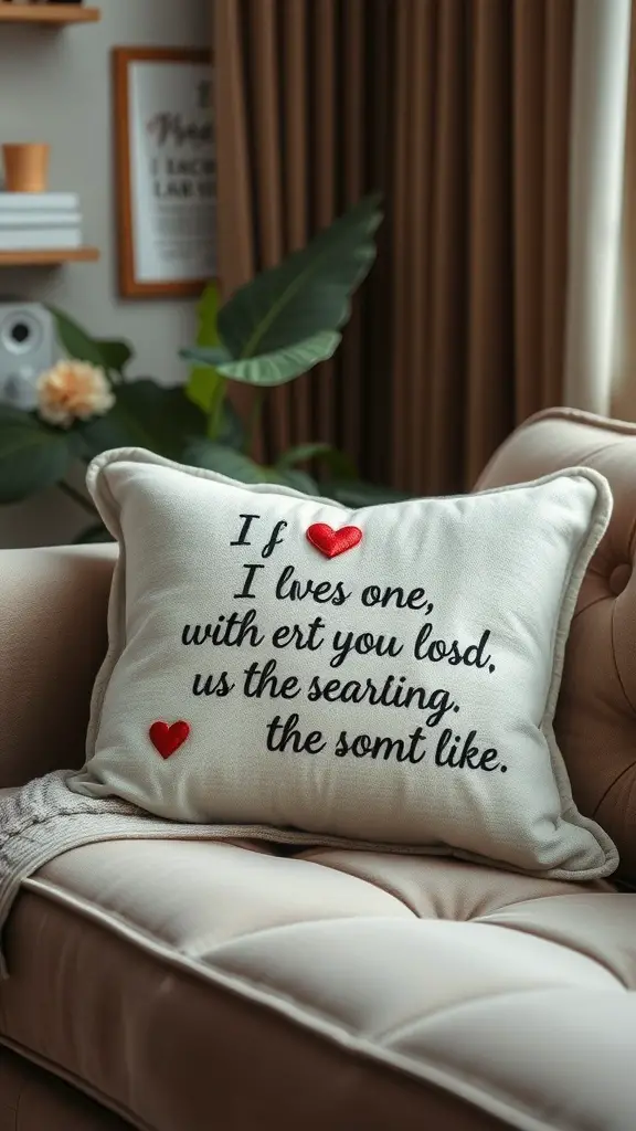 29+ Creative Valentine’s Crafts to Sell This Season 10 Embroidered love pillow with a heartfelt message and a red heart design.