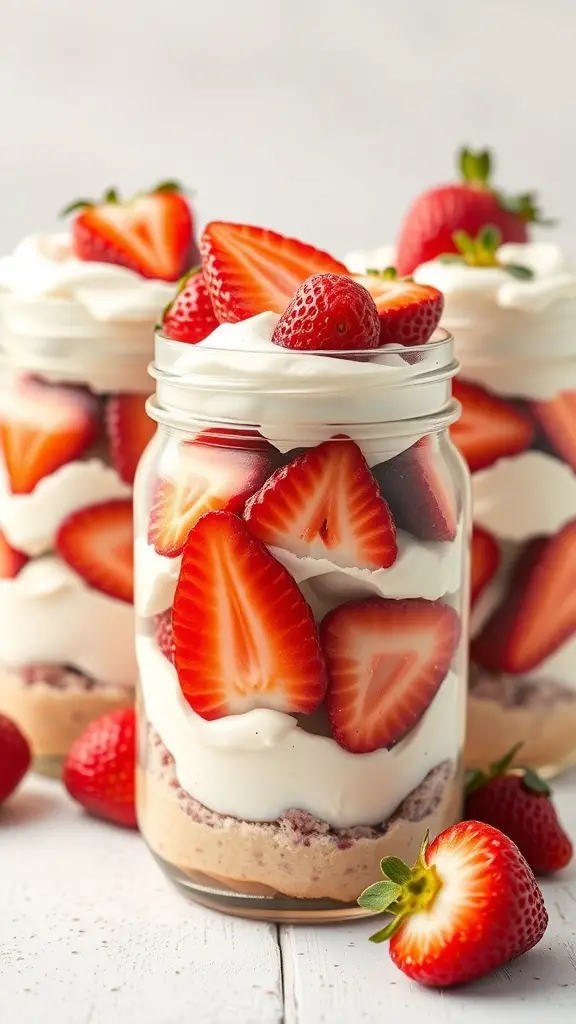 29+ Delightful Valentine's Day Treats to Share with Your Loved One 8 Delicious strawberry shortcake jars filled with layers of cake, strawberries, and whipped cream.
