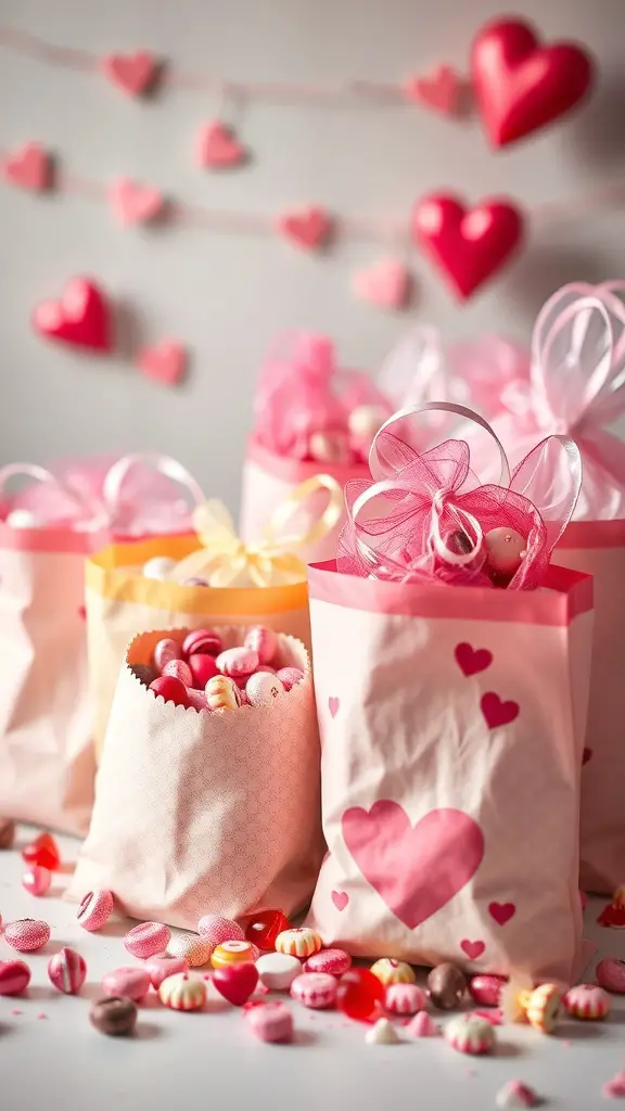 27+ Creative DIY Valentine’s Day Decor Ideas You’ll Love 11 Colorful DIY Valentine’s Day treat bags filled with candies, decorated with hearts and ribbons.