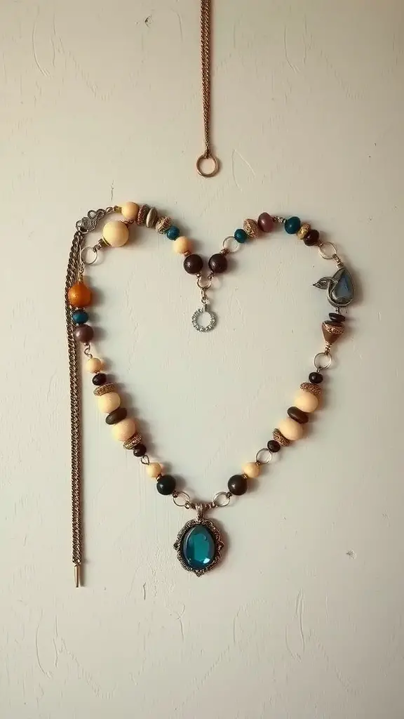 29+ Creative Upcycled Valentine’s Day Decorations to Make This Year 11 Heart-shaped art made from old jewelry and beads