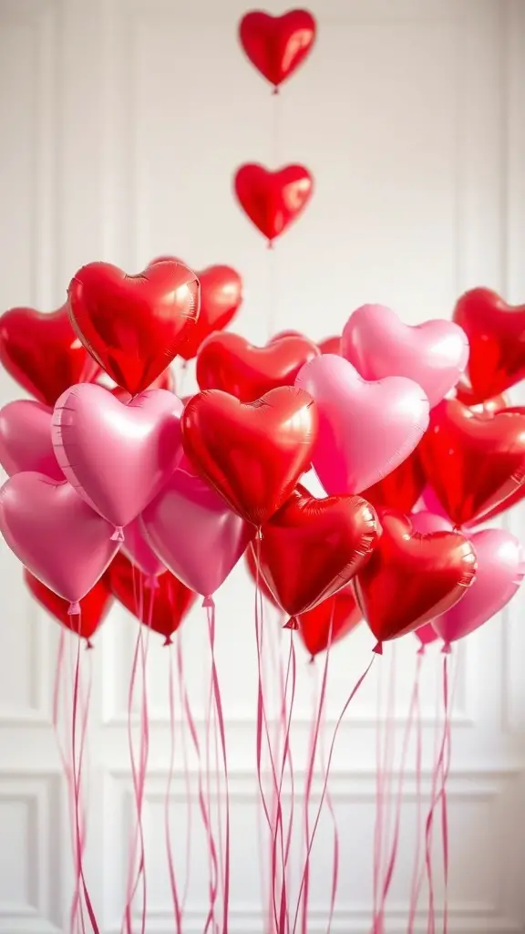 27+ Creative DIY Valentine’s Day Decor Ideas You’ll Love 15 A collection of red and pink heart-shaped balloons